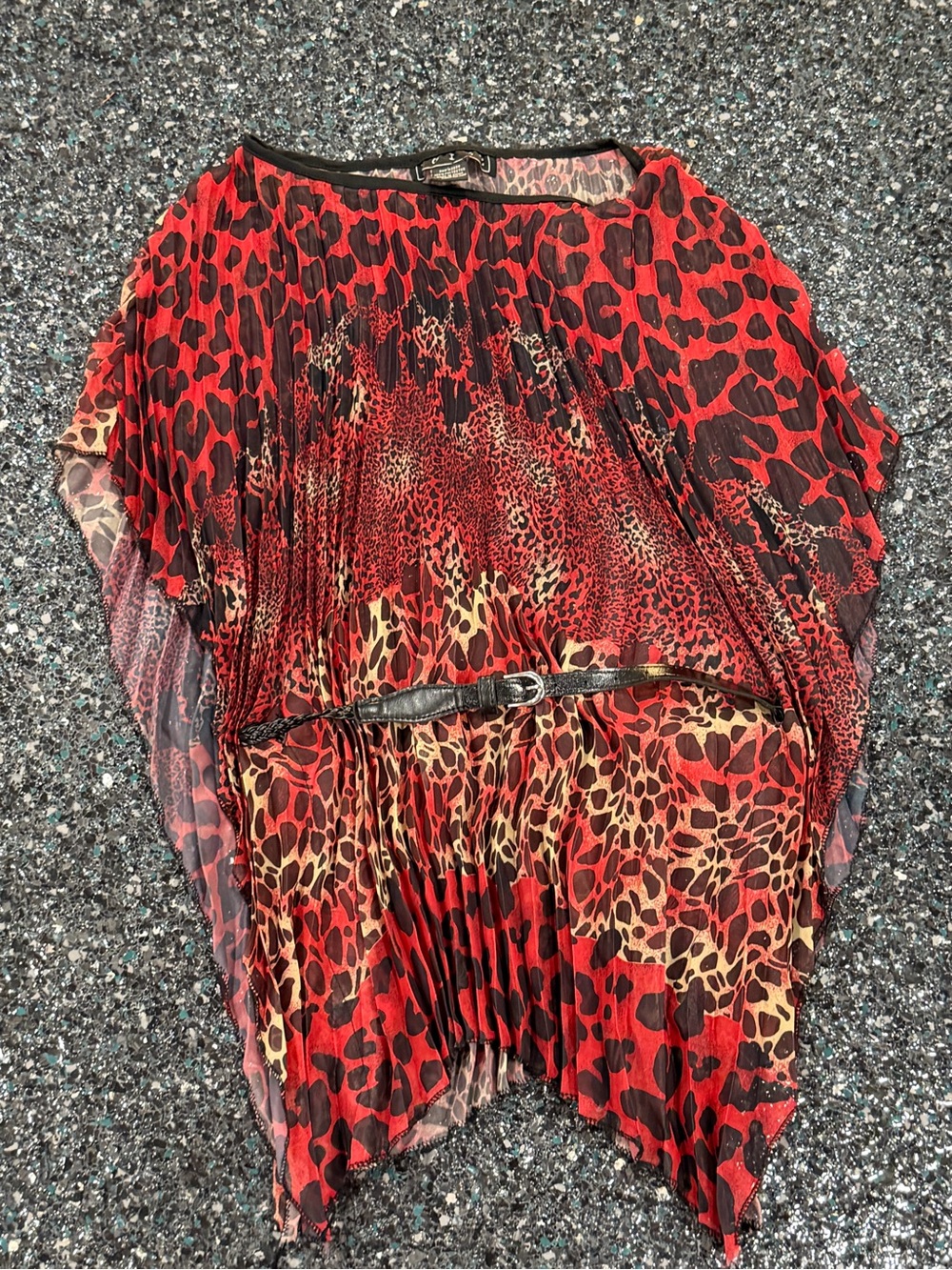 Voice Polyester Large Women’s Multicolor Leopard Top Blouse W/ Belt